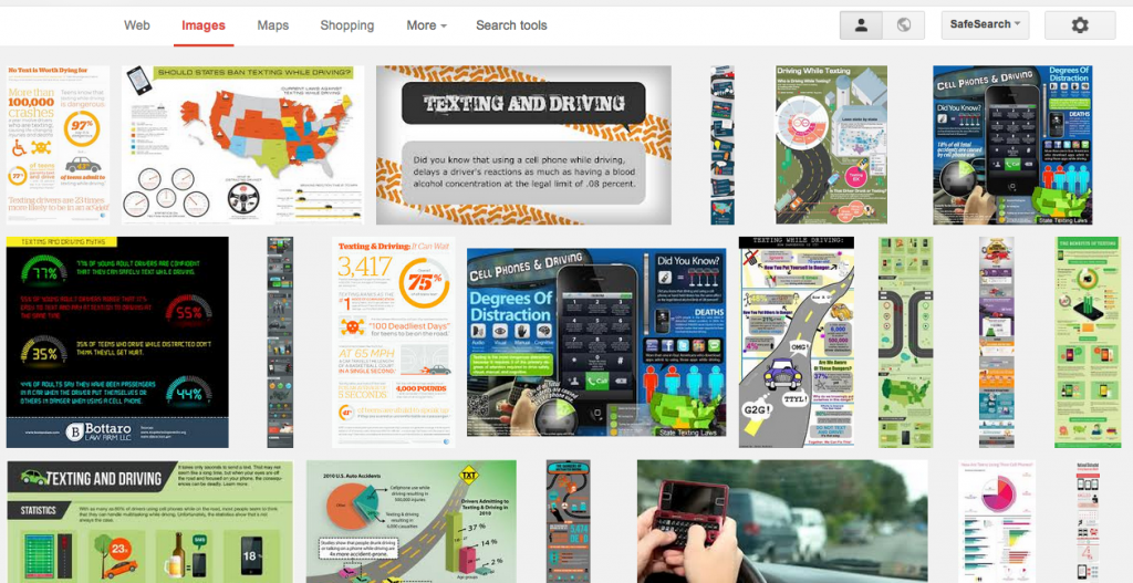A quick search for "texting and driving infographics" - Look at all of them!
