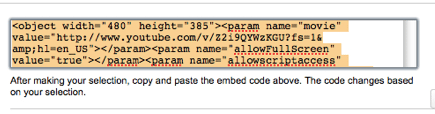 Here's a screenshot of an embed code from YouTube. Sure it's for video - but you can get the idea of what you need.